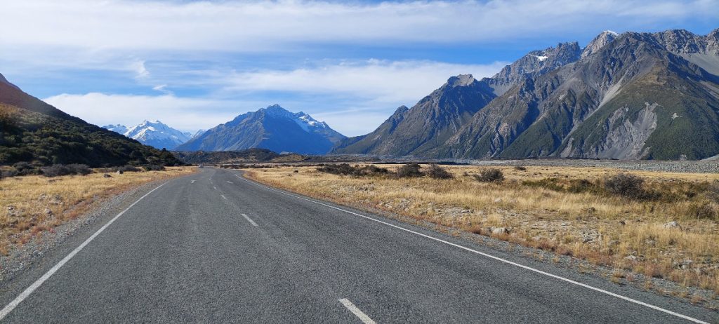 Route vers le Mont cook ile du sud nouvelle zelande