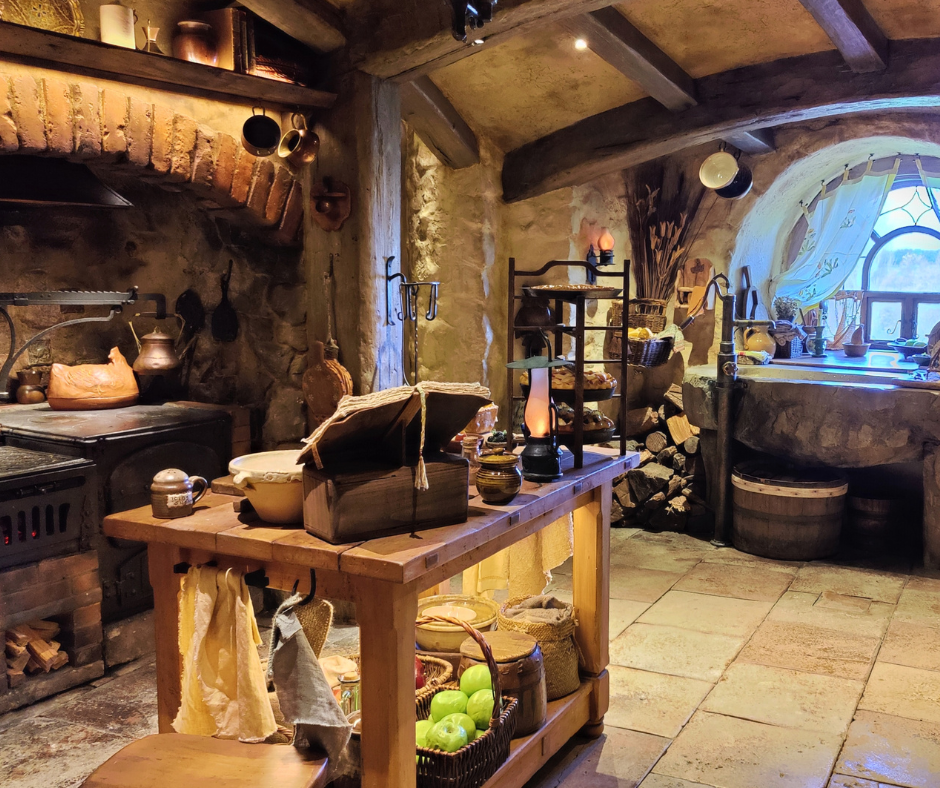 maison hobbit Bagshot Row hobbiton visite cuisine 