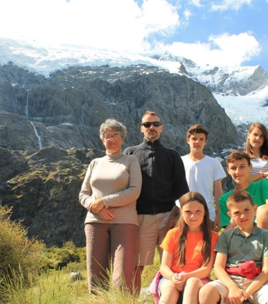 Glaciers de l'île du sud. Jean-François et sa famille.