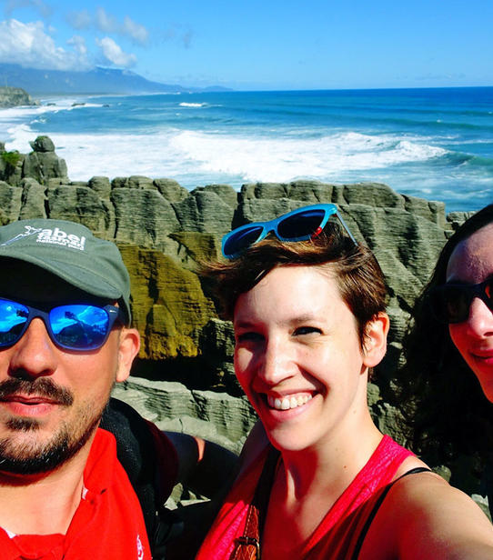 Anne-Sophie et ses amis à Pancake Rocks