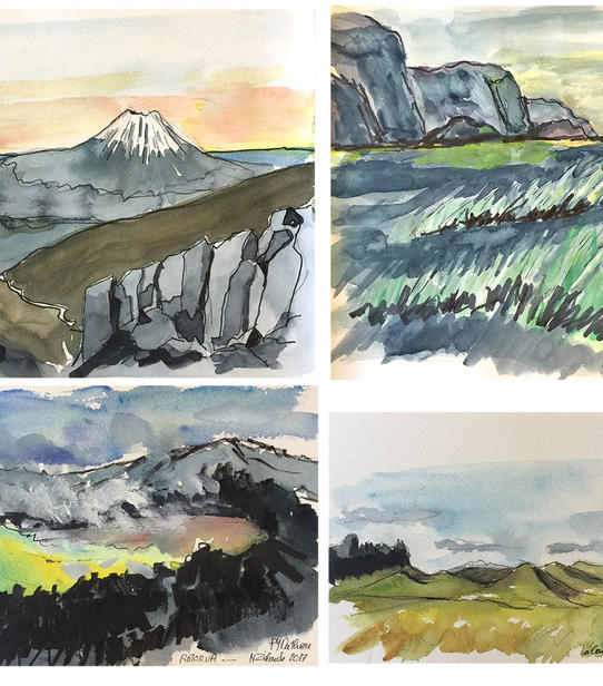 Aquarelles de Pierre-Yves Mathieu Nouvelle-Zélande janvier 2017