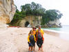 Carole, Pascal, Brigitte et Patrice à Cathedral Cove