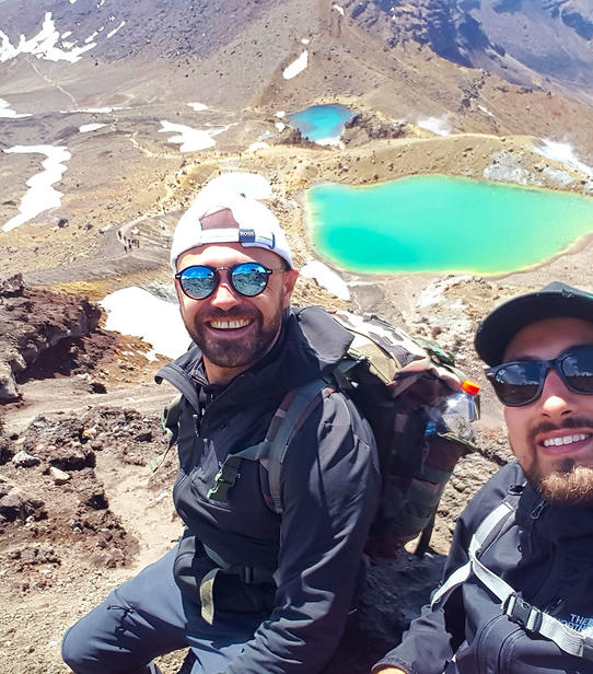 Chady et son ami sur le Tongariro Alpine Crossing