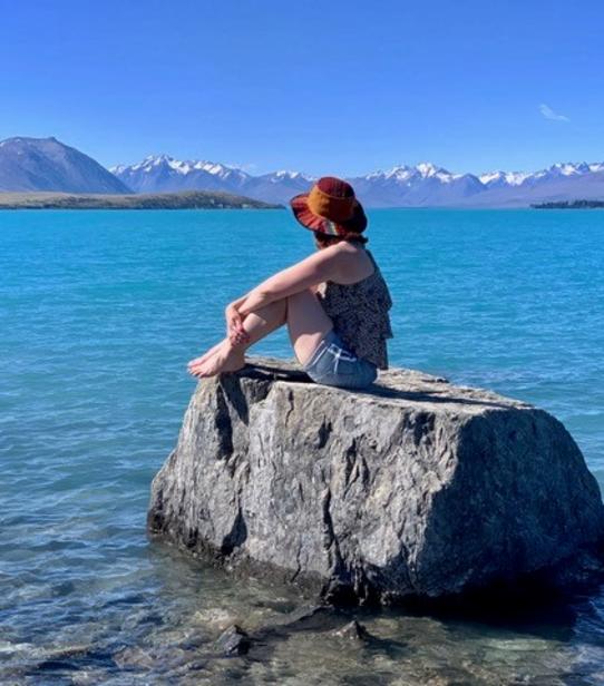 Christiane au lac Pukaki