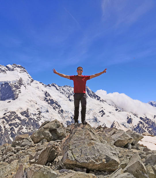 Nicolas au sommet de Mueller Route