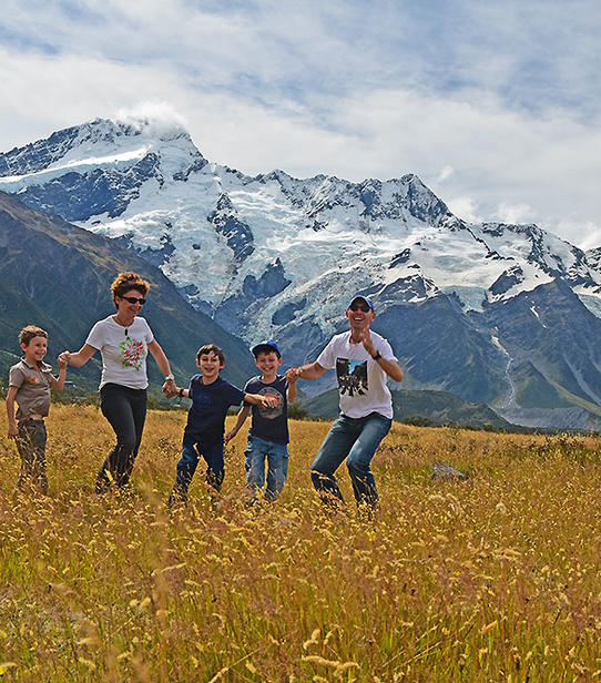 Sandrine et sa famille à Wanaka