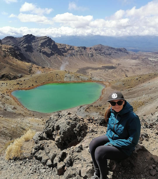 Virginie au Tongariro Crossing